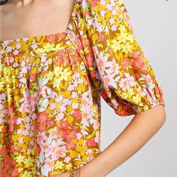 BILLABONG Beach Daze Puff Sleeve Cropped Top Size Small - Picture 5 of 7